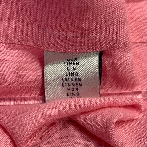 RALPH LAUREN Size L Pink Linen One pocket Long Sleeve Shirt - Picture 6 of 7